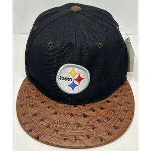 Pittsburgh Steelers NFL Football Leather Bill Look Snapback Cap Rare HTF New